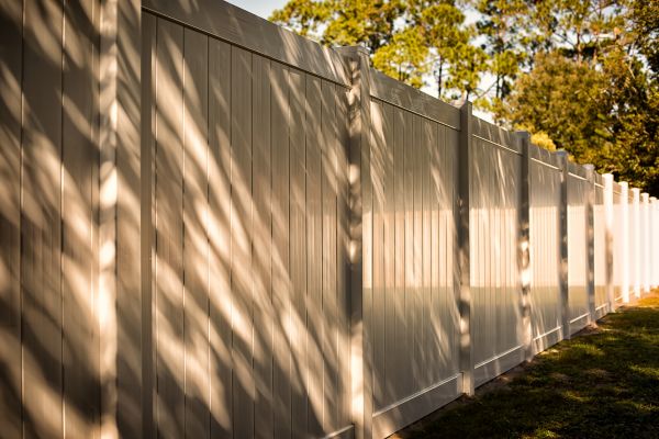 Tan Vinyl Fence Installation in Bowie